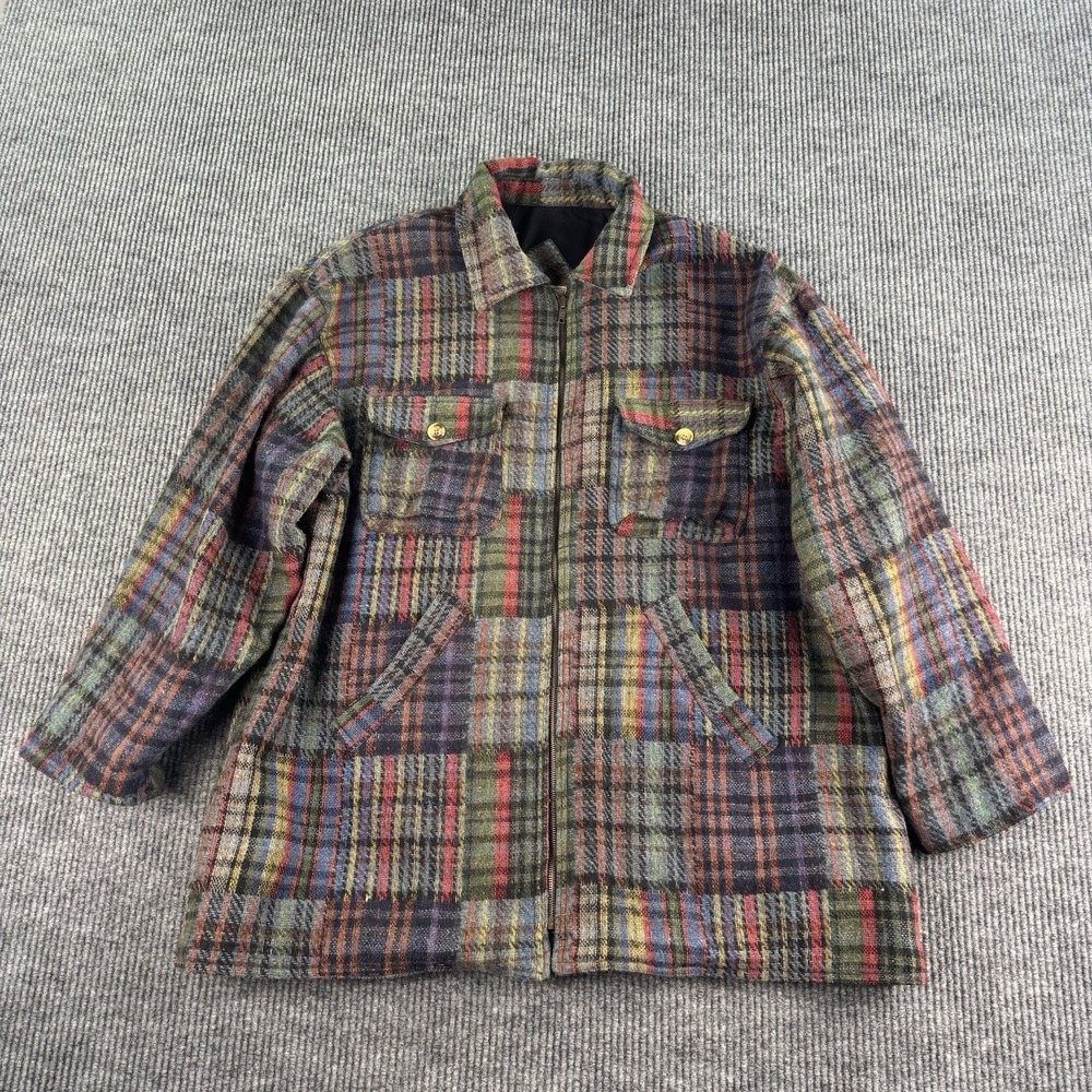 Vintage Paragraff Clothing Co Jacket Men Wool Flannel Patchwork Work Chore Plaid